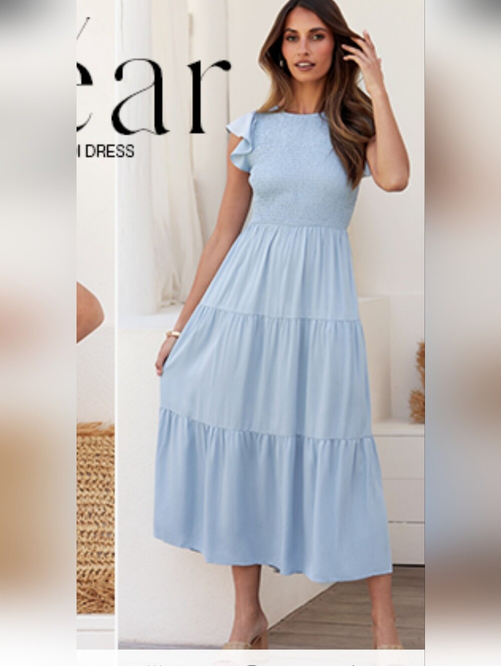 Sky Blue Ruffle Sleeve Tiered Maxi Dress